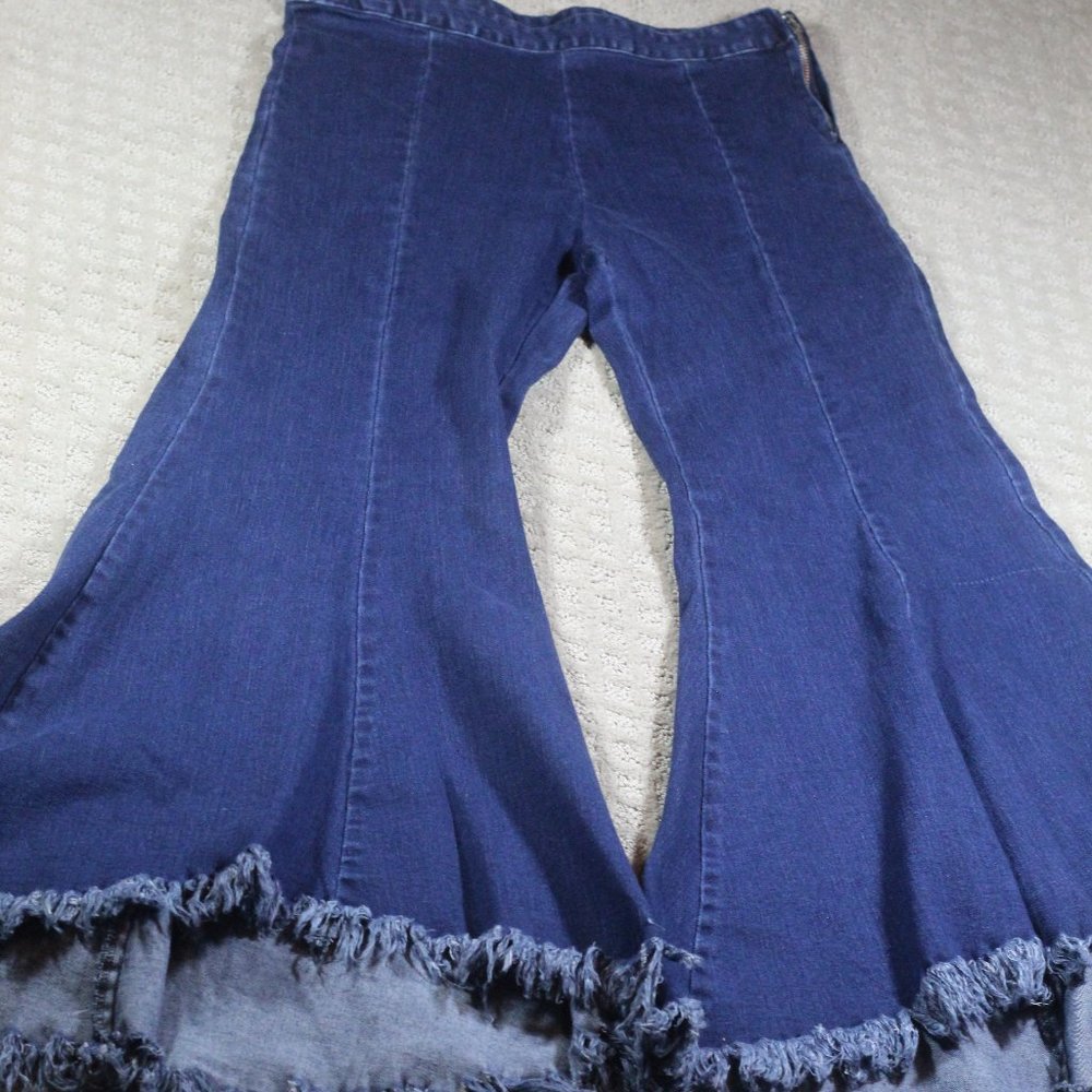 UNIQUE!!! YMHY Size 28 Extra Wide Leg Raw Hem Blue Jeans